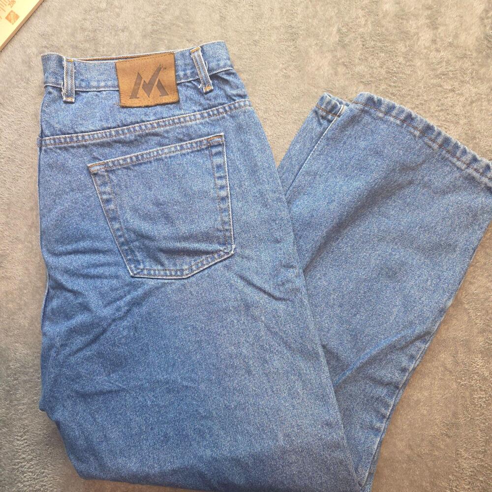 Member's Mark Jeans Mens 40x30 Blue Medium Wash Relaxed Fit Straight Denim VTG